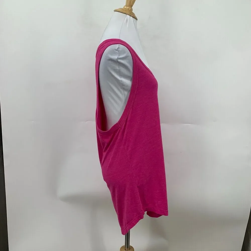J Crew Longline Tank Top Womens M Medium Pink Slub Cotton Curved Shirttail Shirt